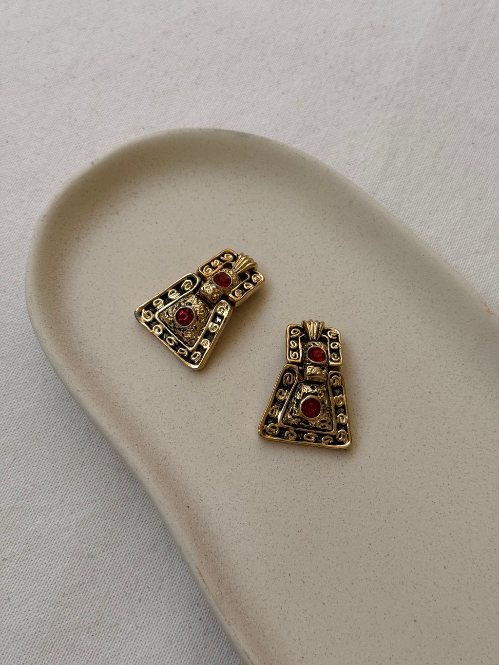 Pendientes Vintage - Colgantes Strass Rojo