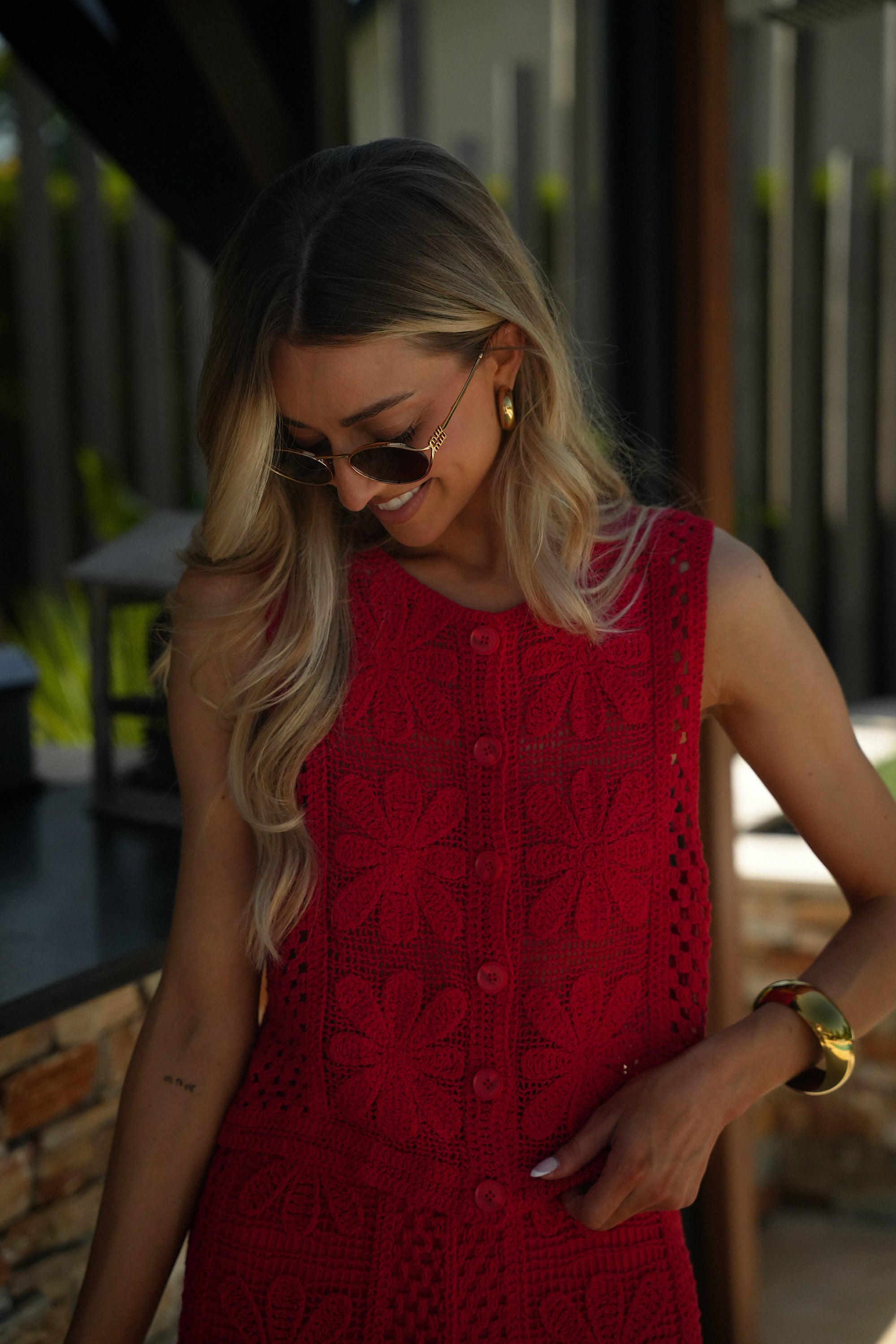 Leo Crochet Top - Red