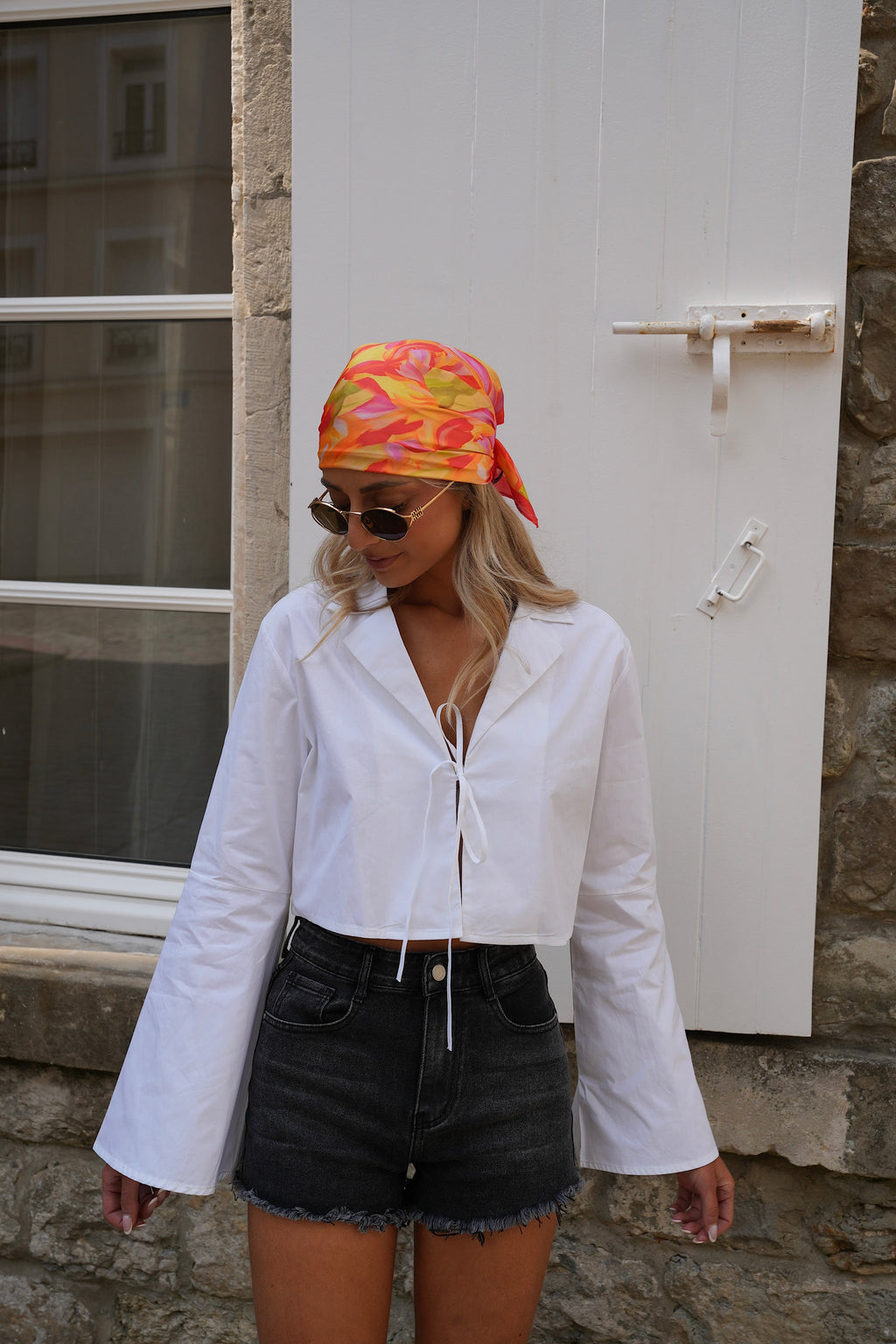 Cally Short Blouse - White