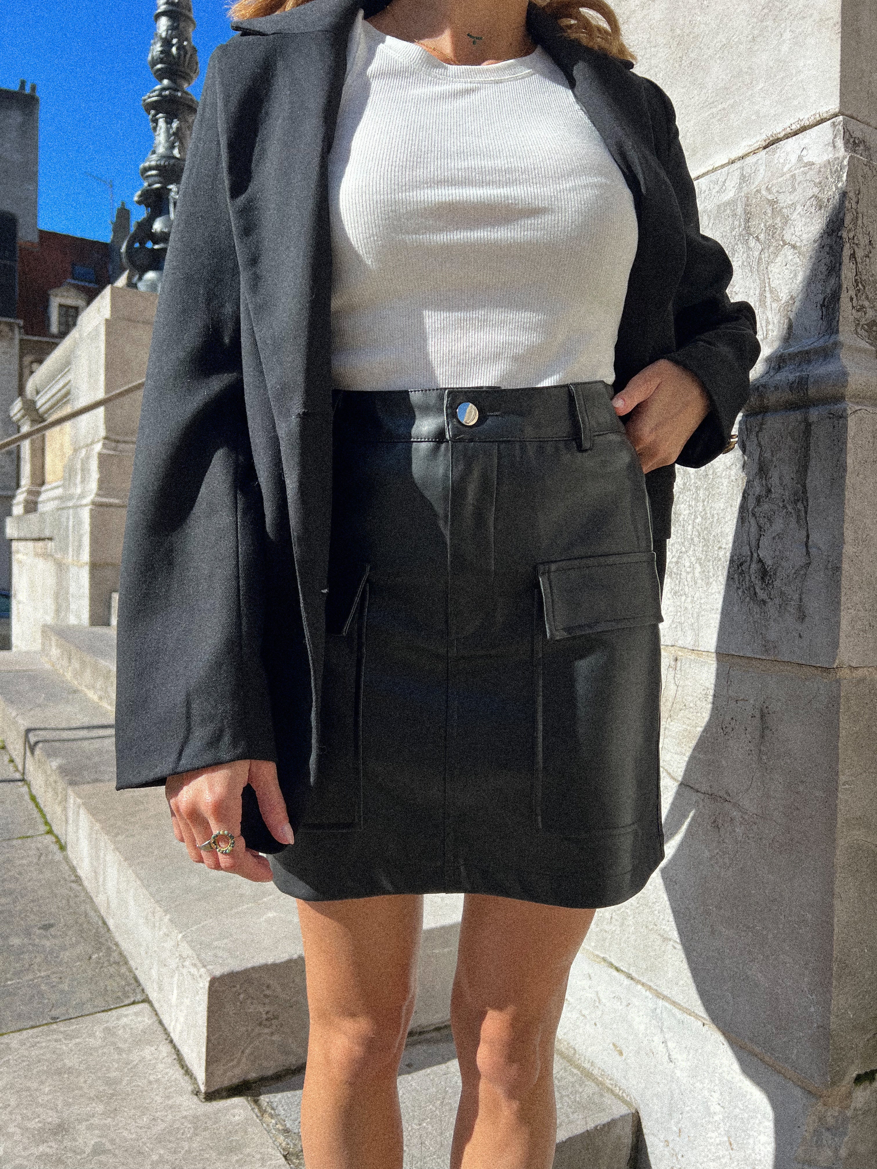 Falda Louisane de piel sintética - Negro
