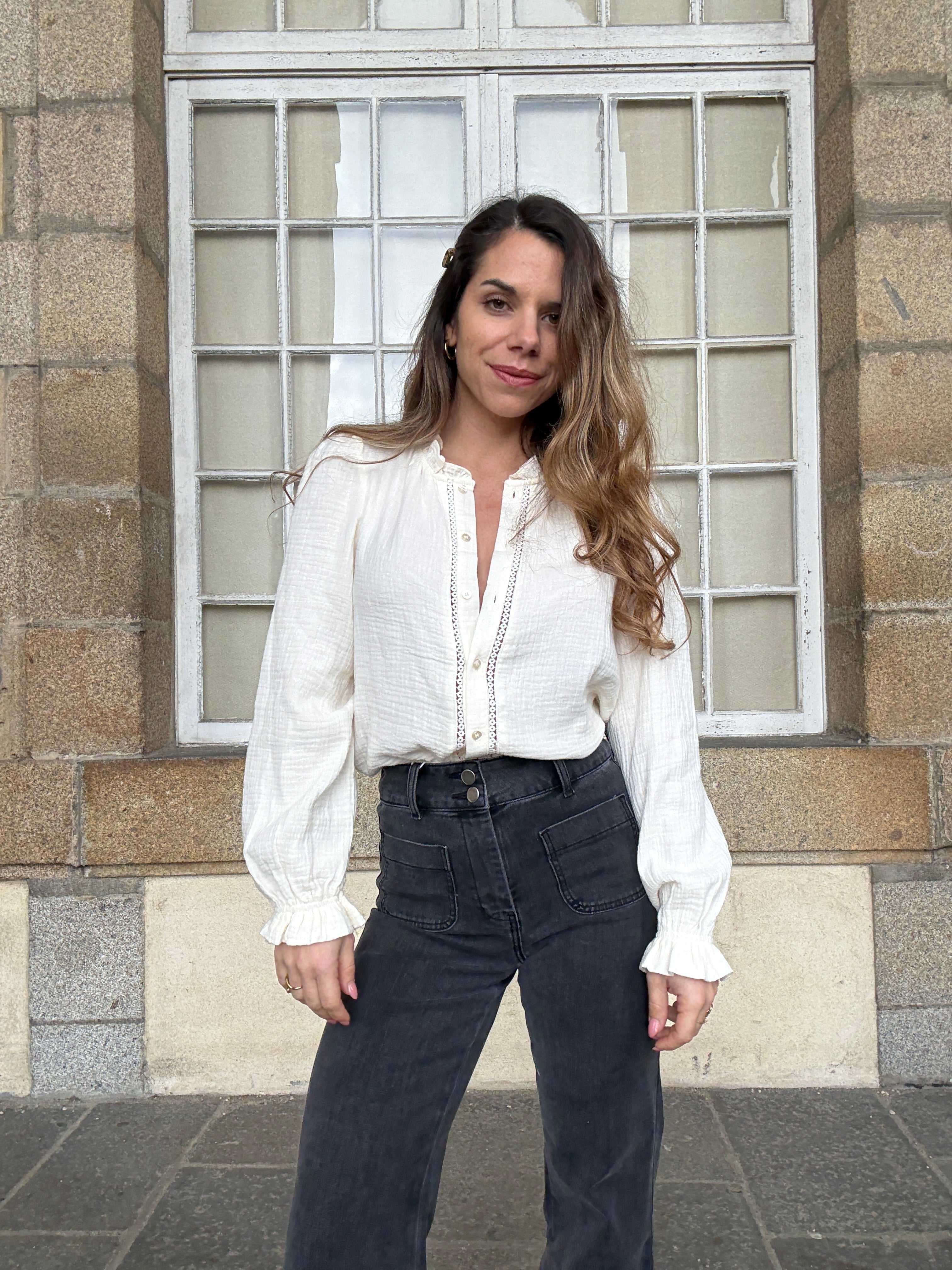 Ecru Double Gauze Blouse Lili