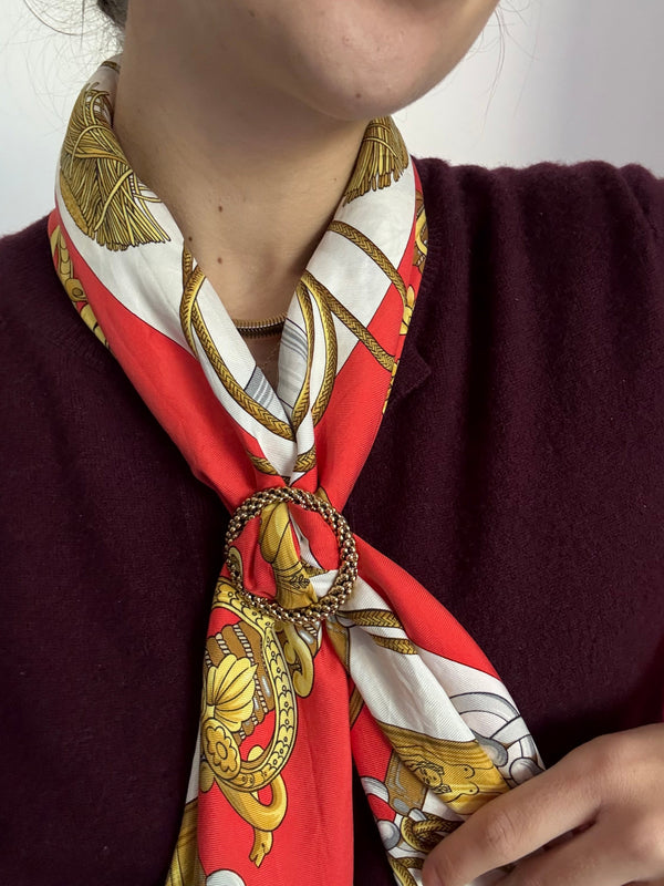 Vintage YSL Scarf Ring - Double Gold-Tone Rings