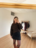 Lou black wool-effect skirt
