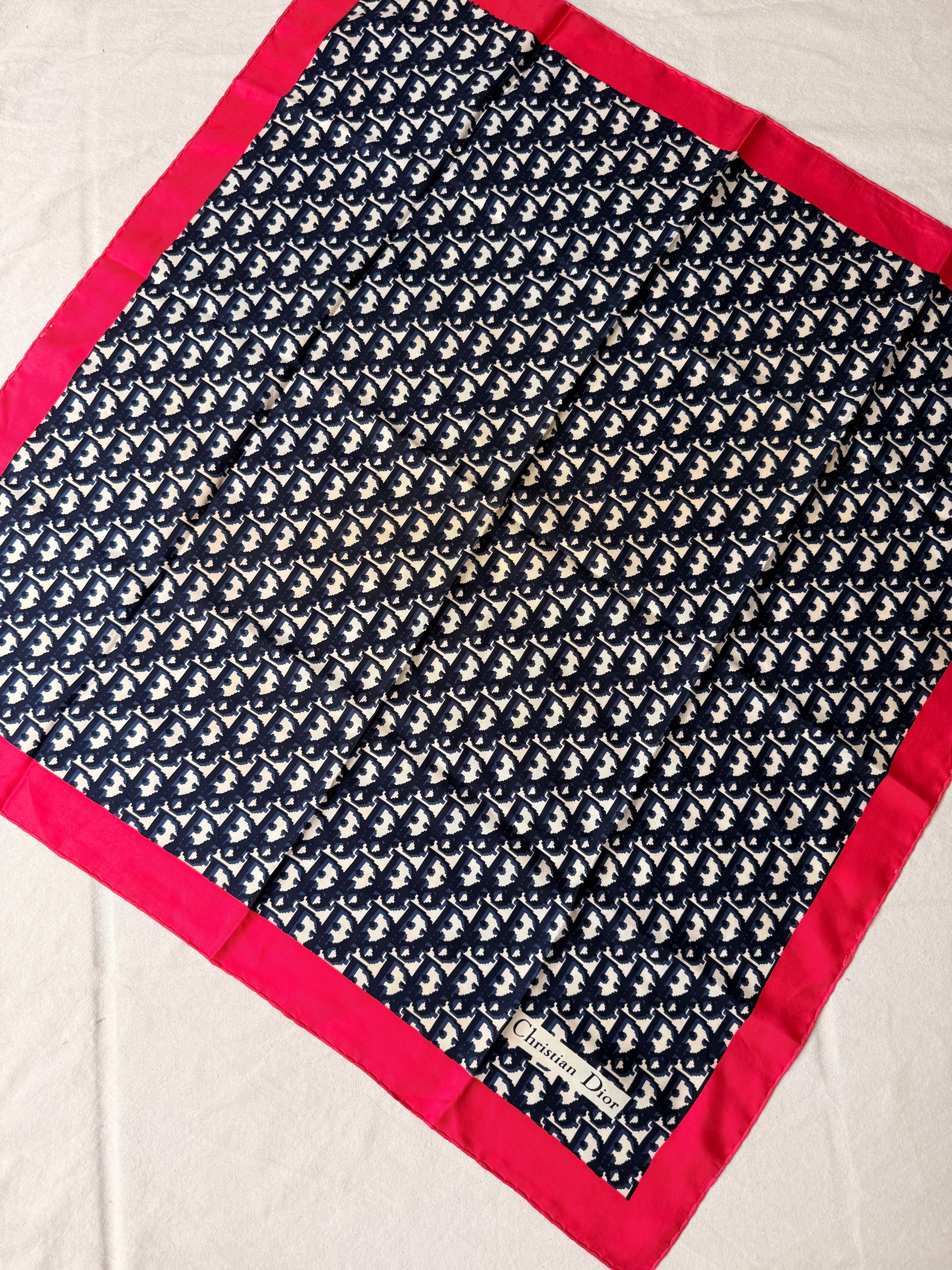 Christian Dior Scarf – Blue And Pink Monogram Model