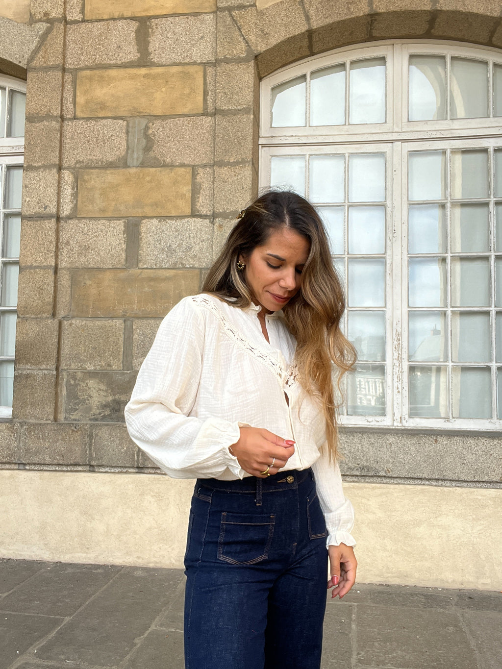 Blusa Angèle Crudo Bordada