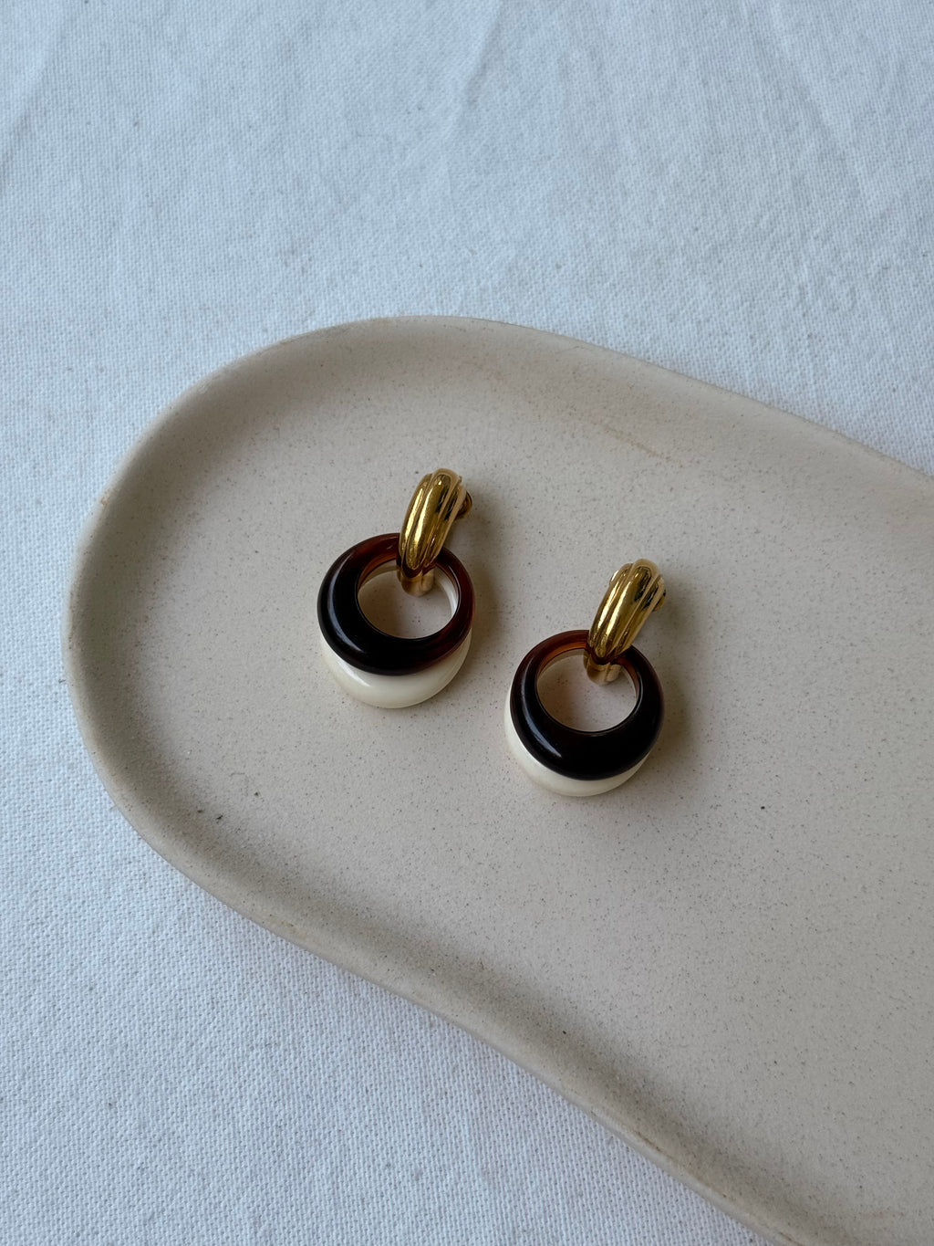 Trifari Vintage Earrings - Amber And Ivory Drops