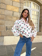 Veste moumoute fleurie Lisa