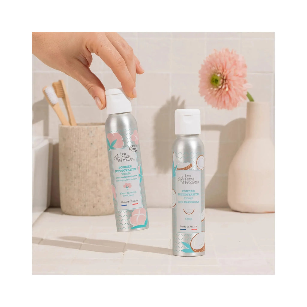 Polvo limpiador facial de flor de algodón natural y orgánico