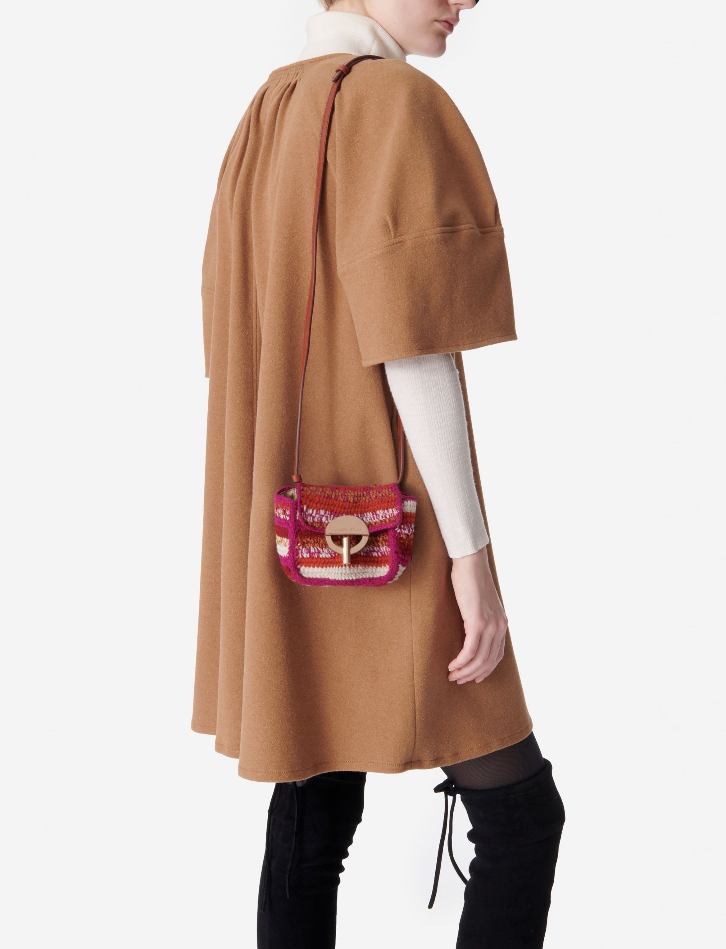 Vanessa Bruno - Mini Bolso Cinturón Moon en Lana - Multicolor y Rosa
