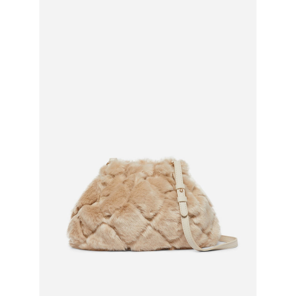 Moon Faux Fur Pouch Bag - Beige