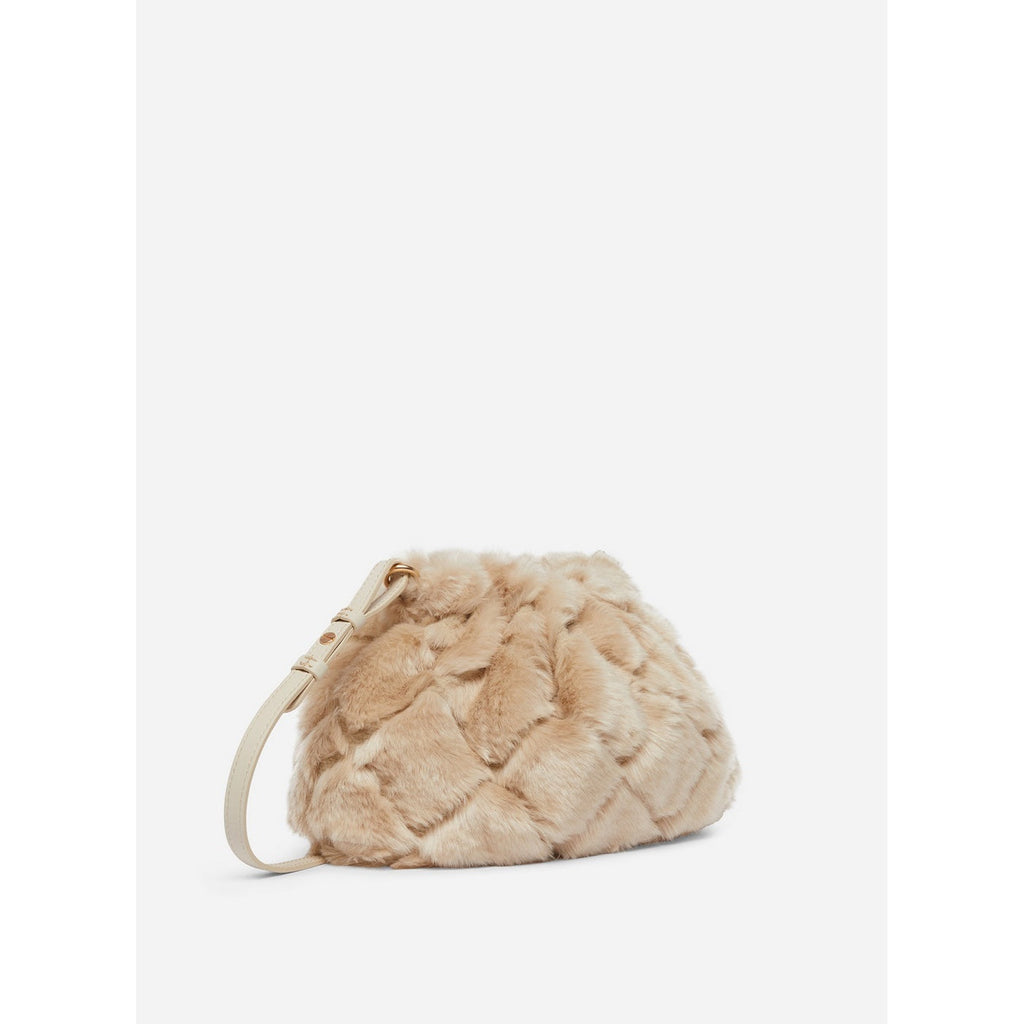 Moon Faux Fur Pouch Bag - Beige