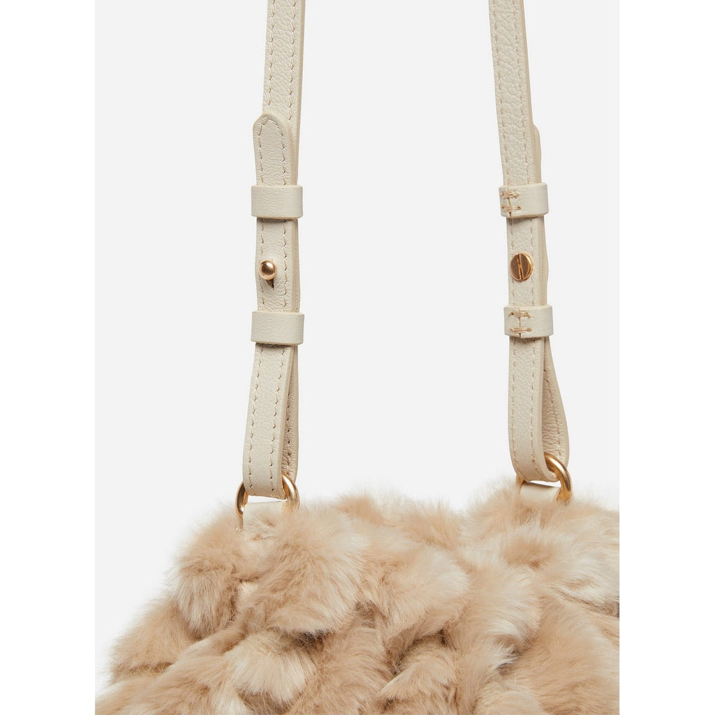 Moon Faux Fur Pouch Bag - Beige
