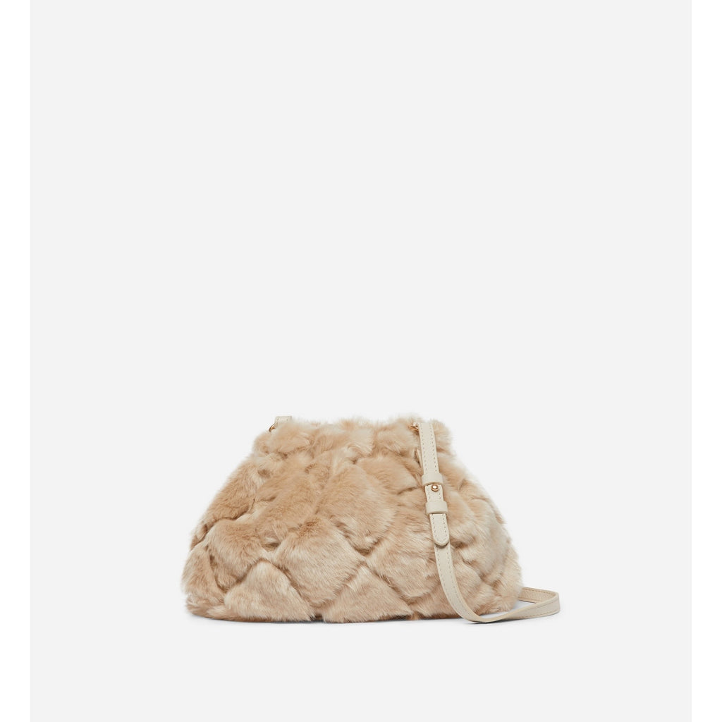 Moon Faux Fur Pouch Bag - Beige