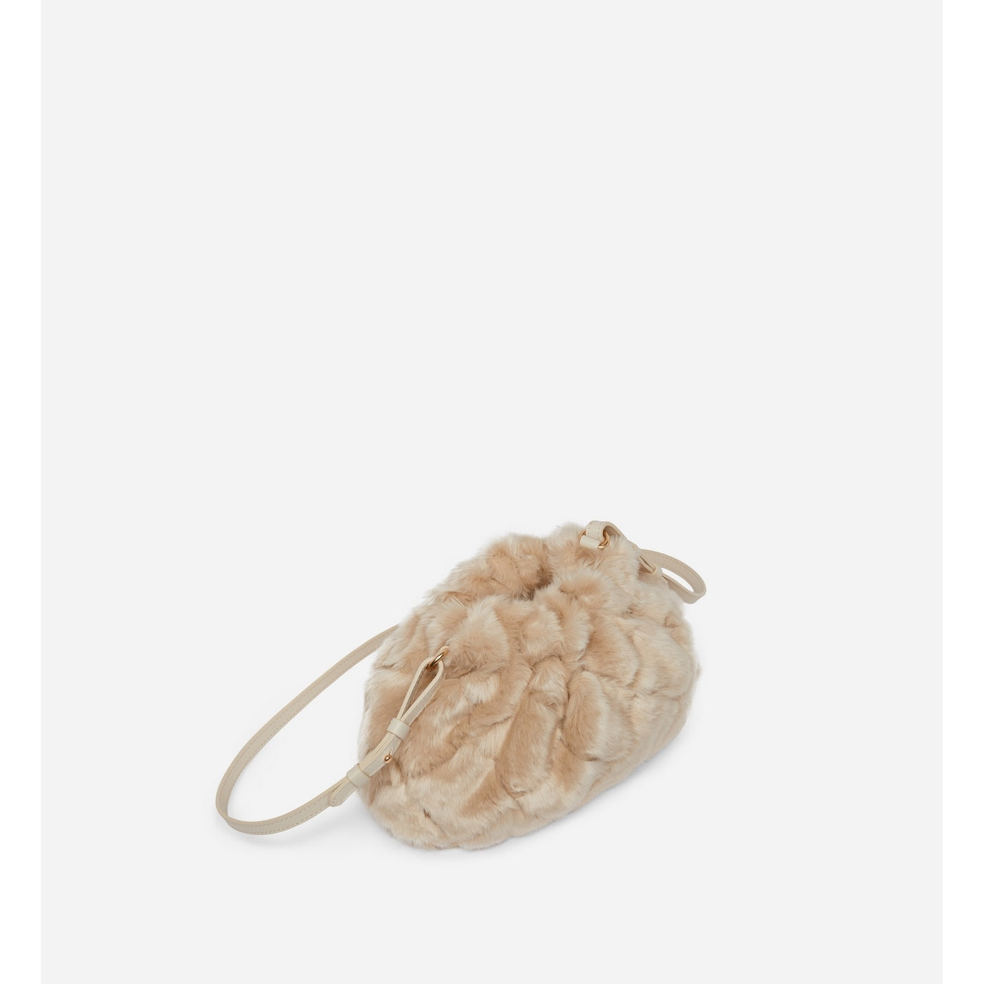 Moon Faux Fur Pouch Bag - Beige