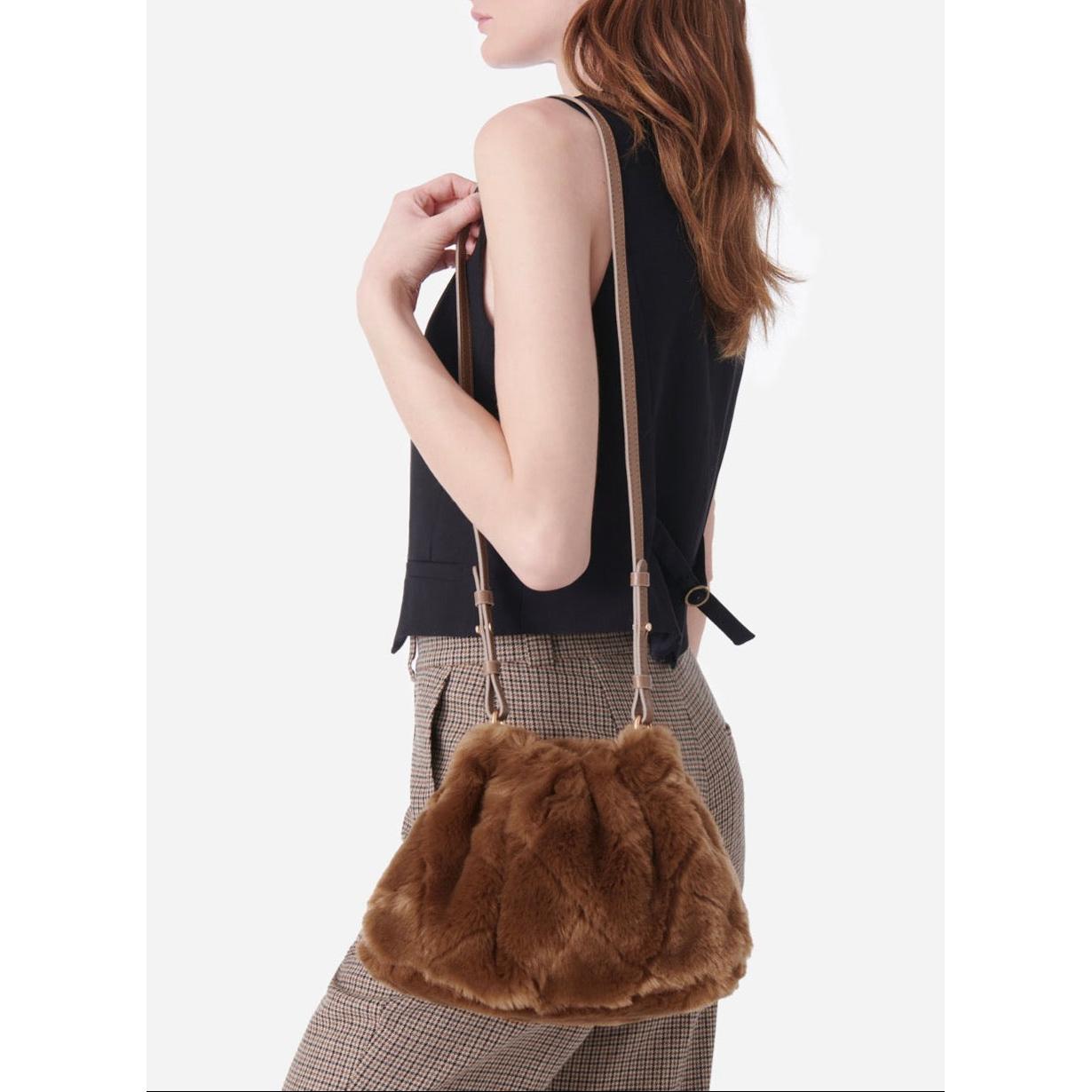 Vanessa Bruno - Moon Faux Fur Pouch Bag - Taupe