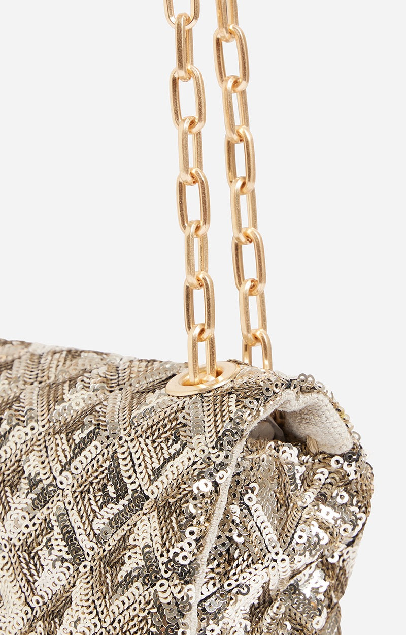 Vanessa Bruno - Bolso Nano Moon con Lentejuelas - Dorado Pálido