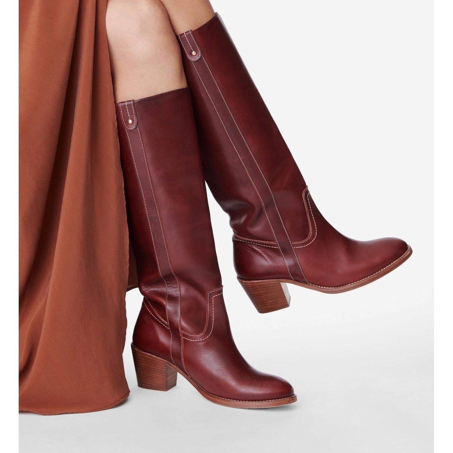 Vanessa Bruno - Botas De Cuero Con Curtido Vegetal - Remolacha