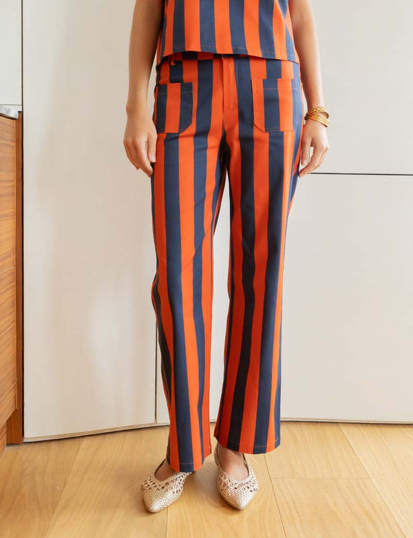 Navy & Orange Stribede Aldo Jeans