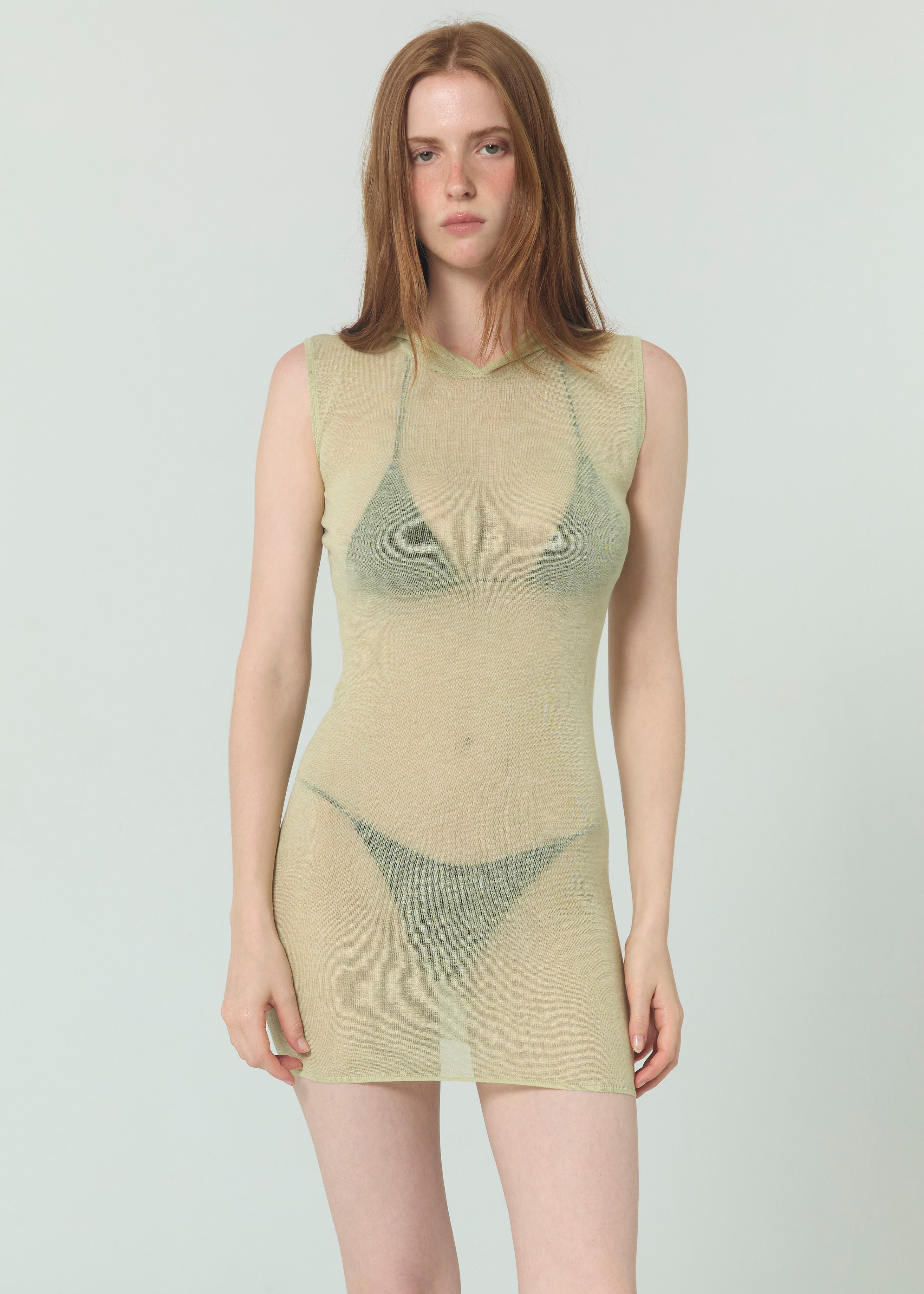 Robe Tricot à Capuche - Citron Vert