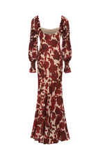 Robe Longue En Crêpe De Soie Imprimée - Rouge