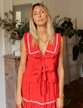 Top met borduursel rood Mosa