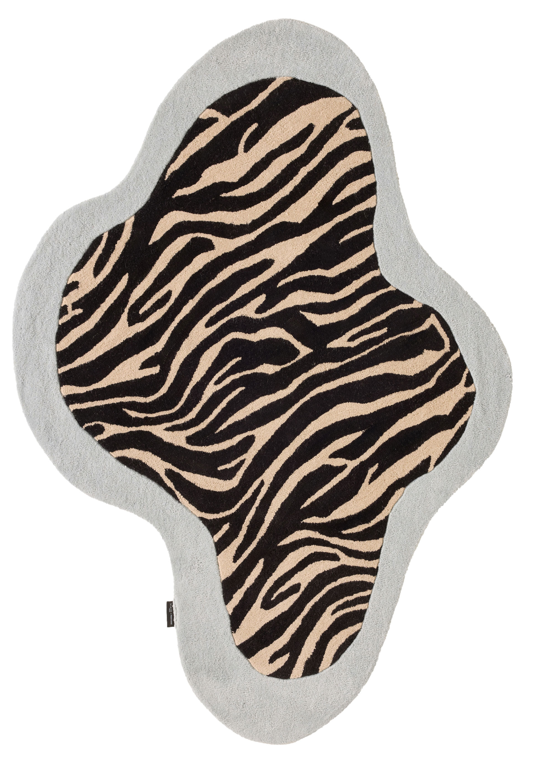 Âme fauve – Zebra wool rug - blue Âme fauve
