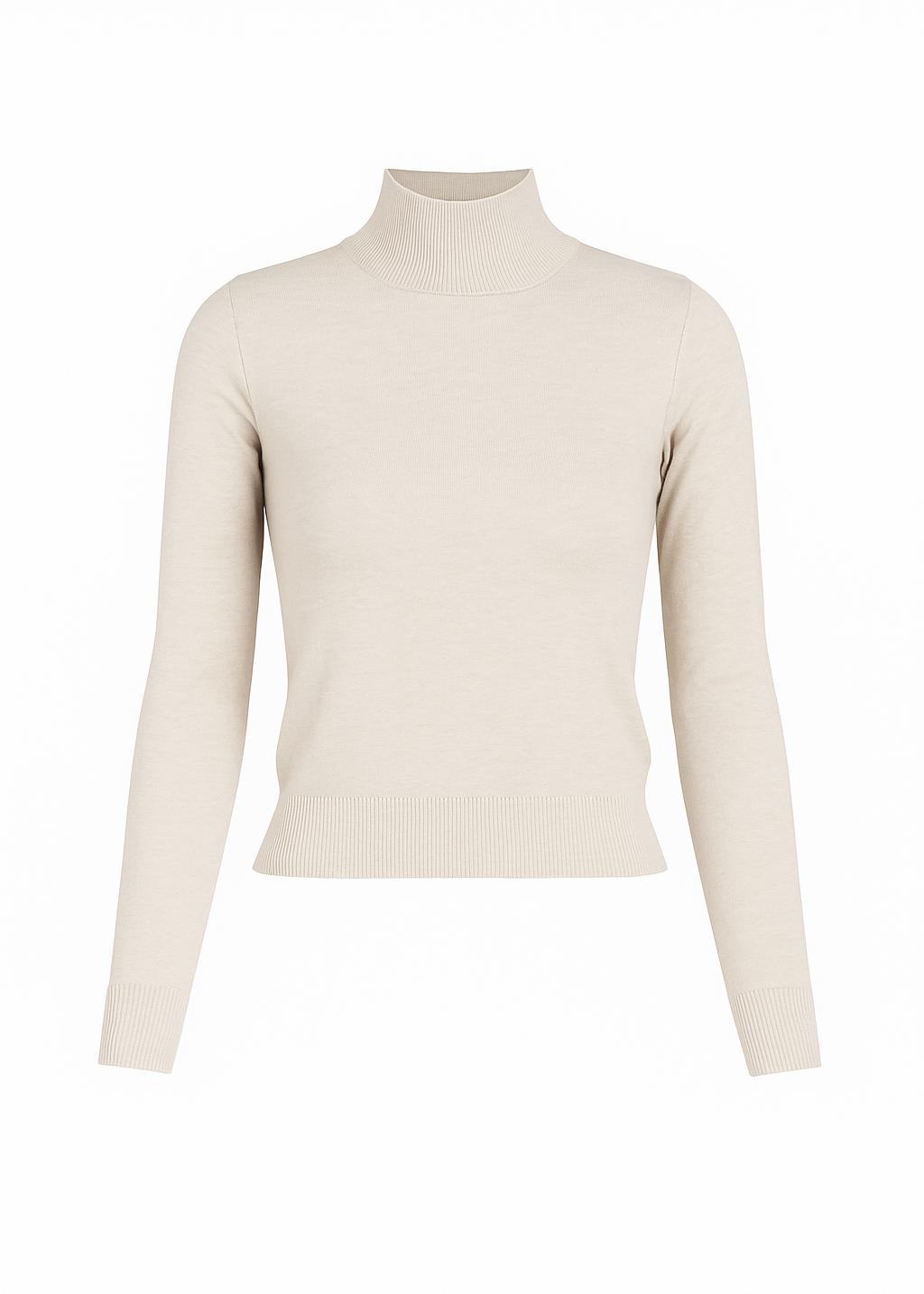 Striktrøje 2Nd Skin Knitted Mid-Neck - Beige