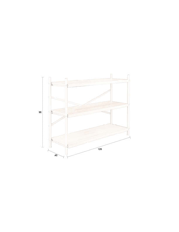 Iron Shelf Low - Shelf - Rubberwood - Beige