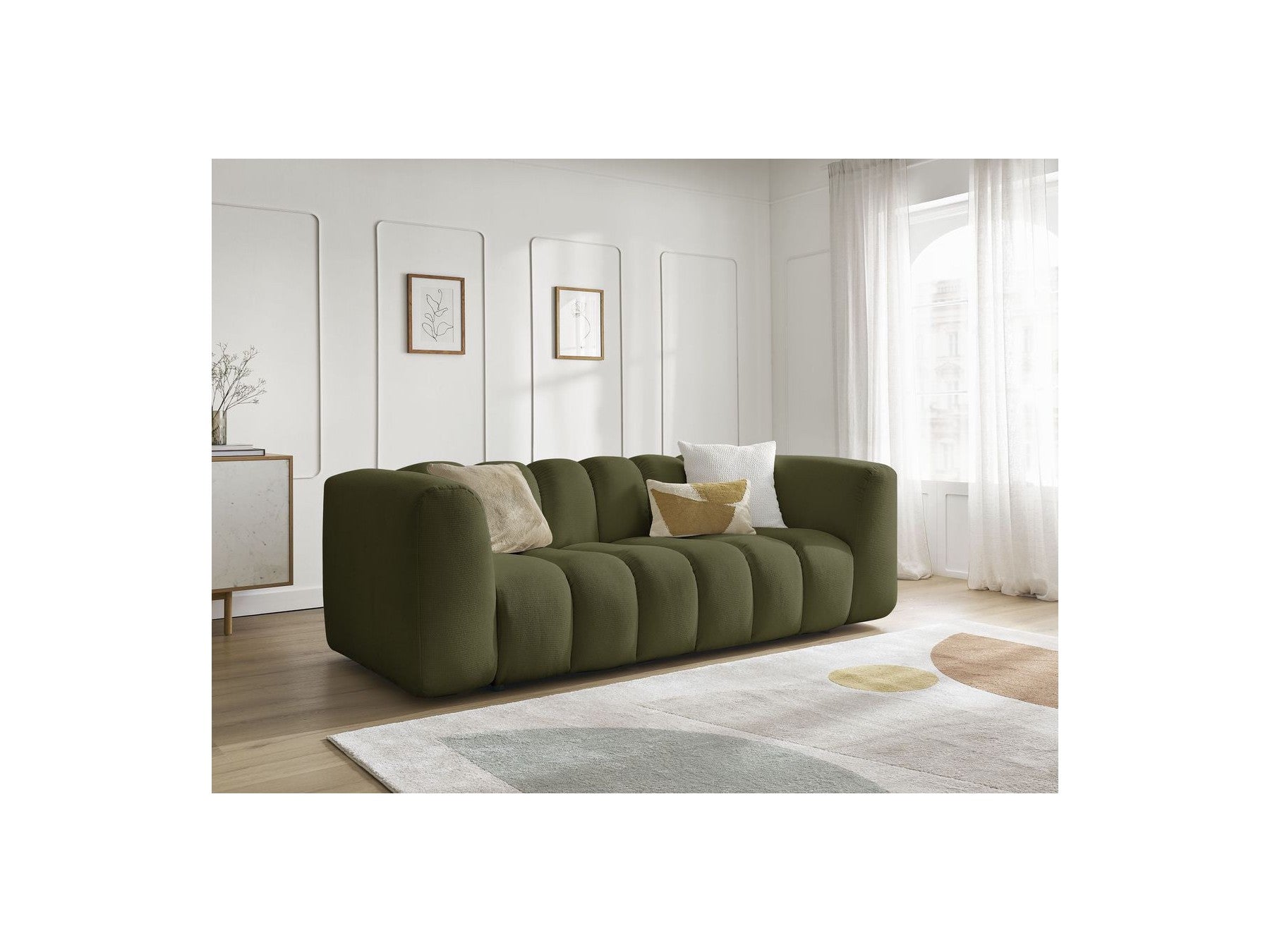 Sofá recto fijo de 3 plazas - Talia - Tejido jaspeado
