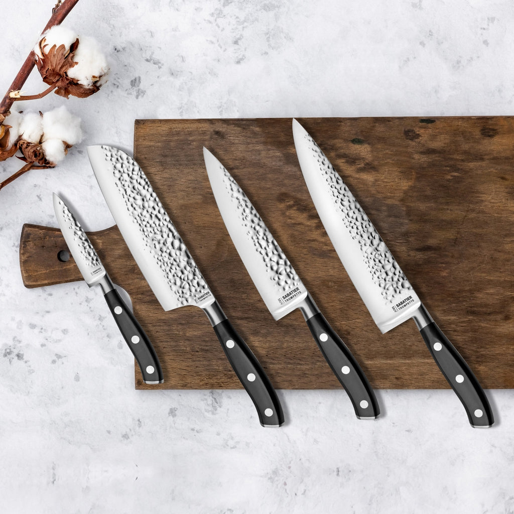 Carbon - Cuchillo De Chef Martillado Con Protector De Hoja