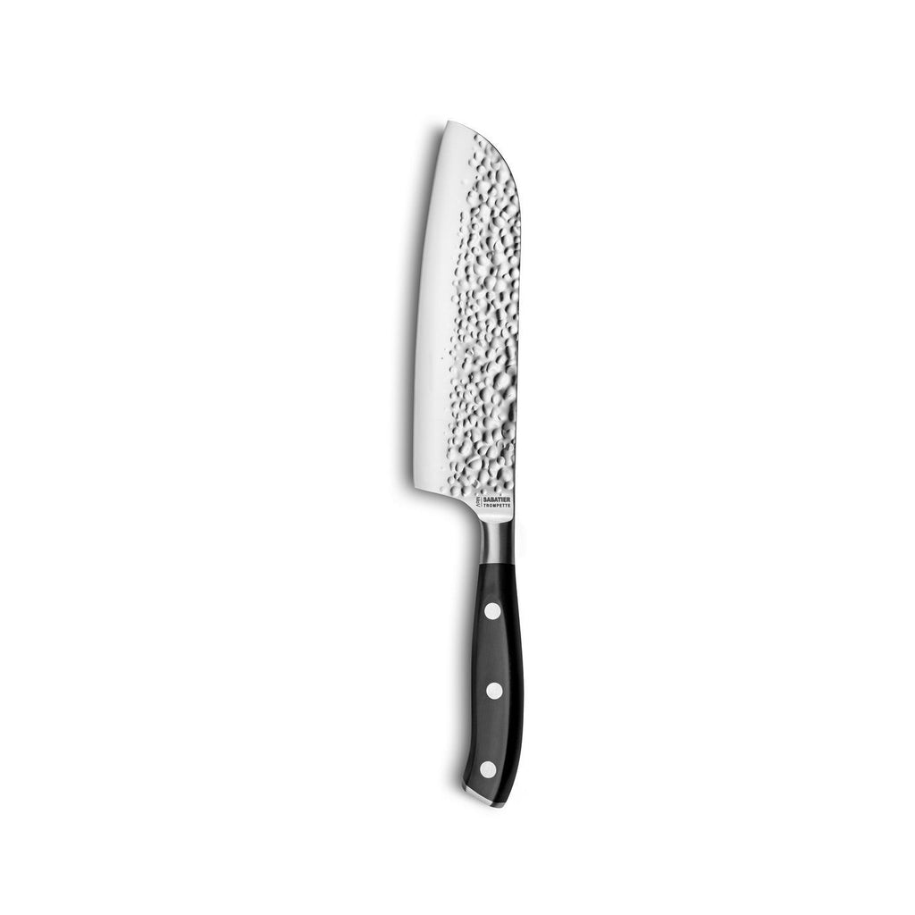 Carbon - Cuchillo Santoku martillado con protector de hoja - 18 cm