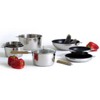 Malice - Serie De 3 Cazuelas Con Mango Efecto Madera Clara - 16/18/20cm - Inox