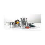 Elysée - 1 Faitout Inox 24cm + Couvercle + 1 Poêle 28cm Revêtement Céramique