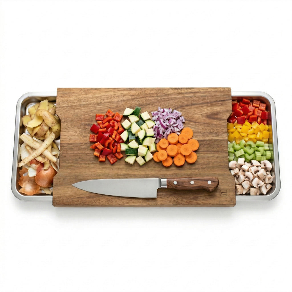 Léonie - Rectangular Cutting Board With 2 Drawers - Wood