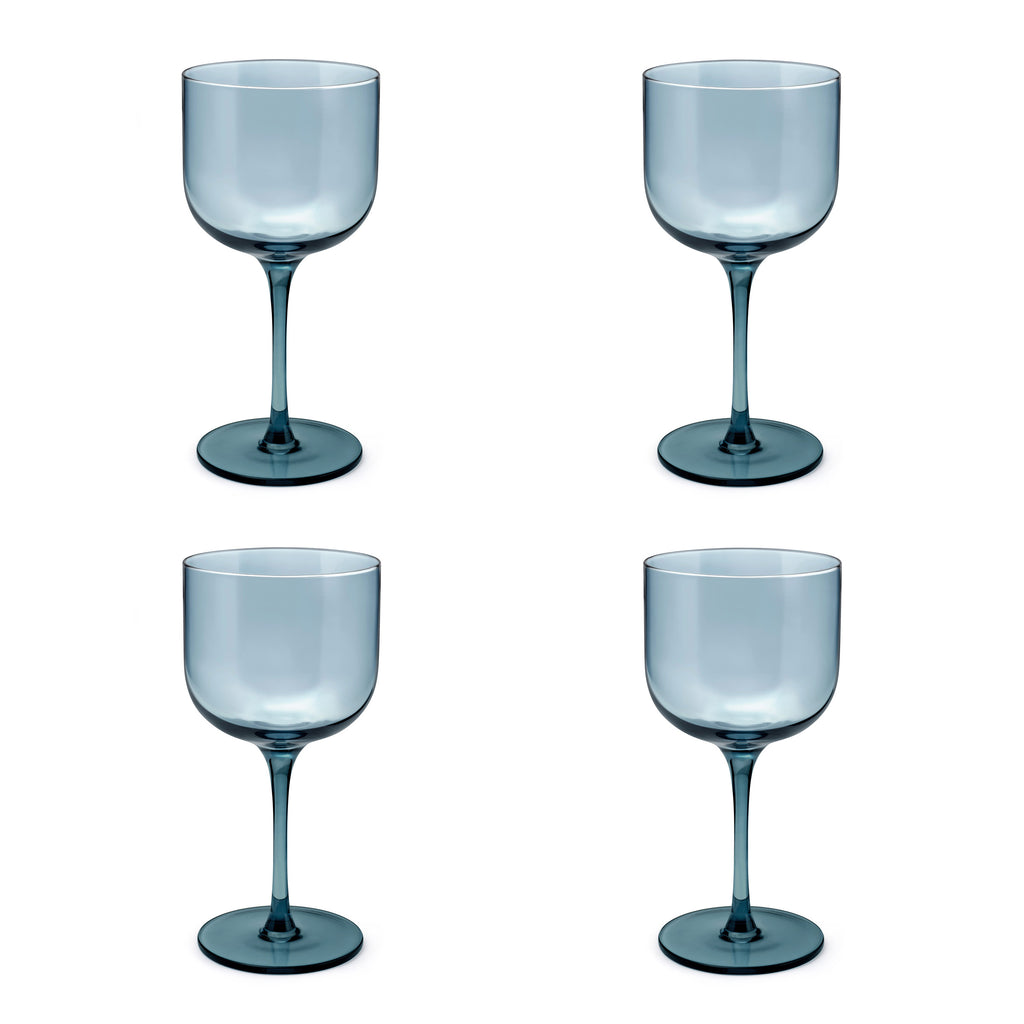 Eyden - Lot De 4 Verres À Pied 26 Cl - Verre Soufflé Bouche - Bleu