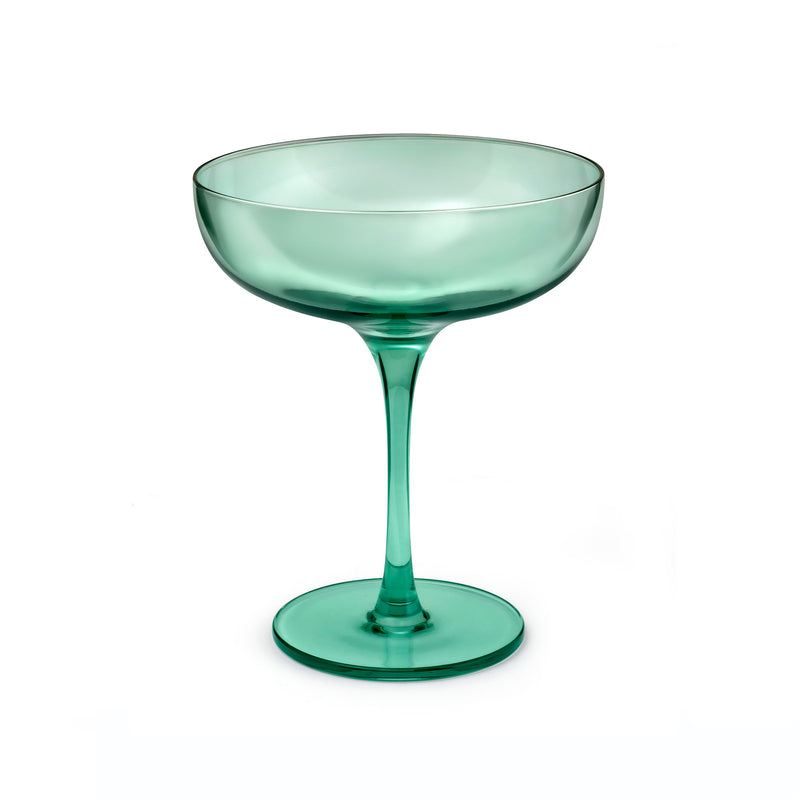 Eyden - Lot De 4 Coupes À Champagne 17 Cl - Verre Soufflé Bouche - Vert