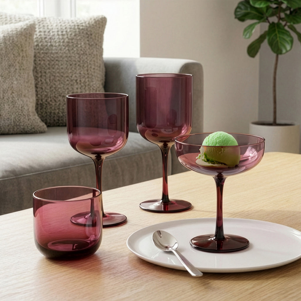 Eyden - Lot De 4 Gobelets 26 Cl - Verre Soufflé Bouche - Rose