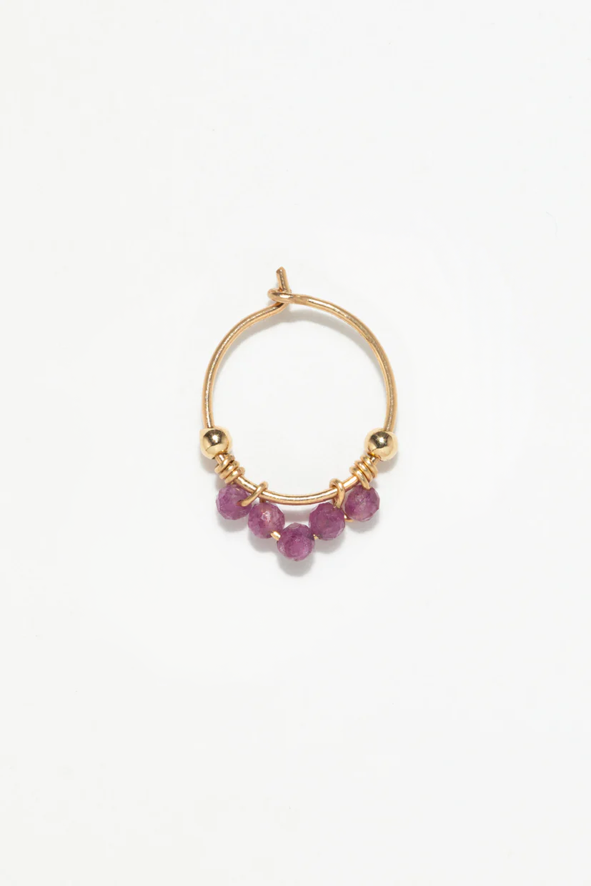 Priya Mini Hoop Earrings - Ruby