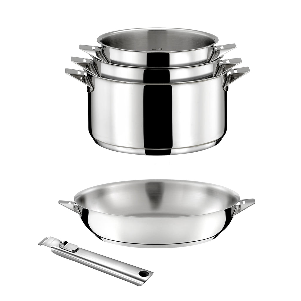 Eclipse - Lot 5 Pièces - Casseroles 16/18/20cm + Poêle 24Cm Inox & Poignée
