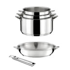 Eclipse - Lot 5 Pièces - Casseroles 16/18/20cm + Poêle 24Cm Inox & Poignée