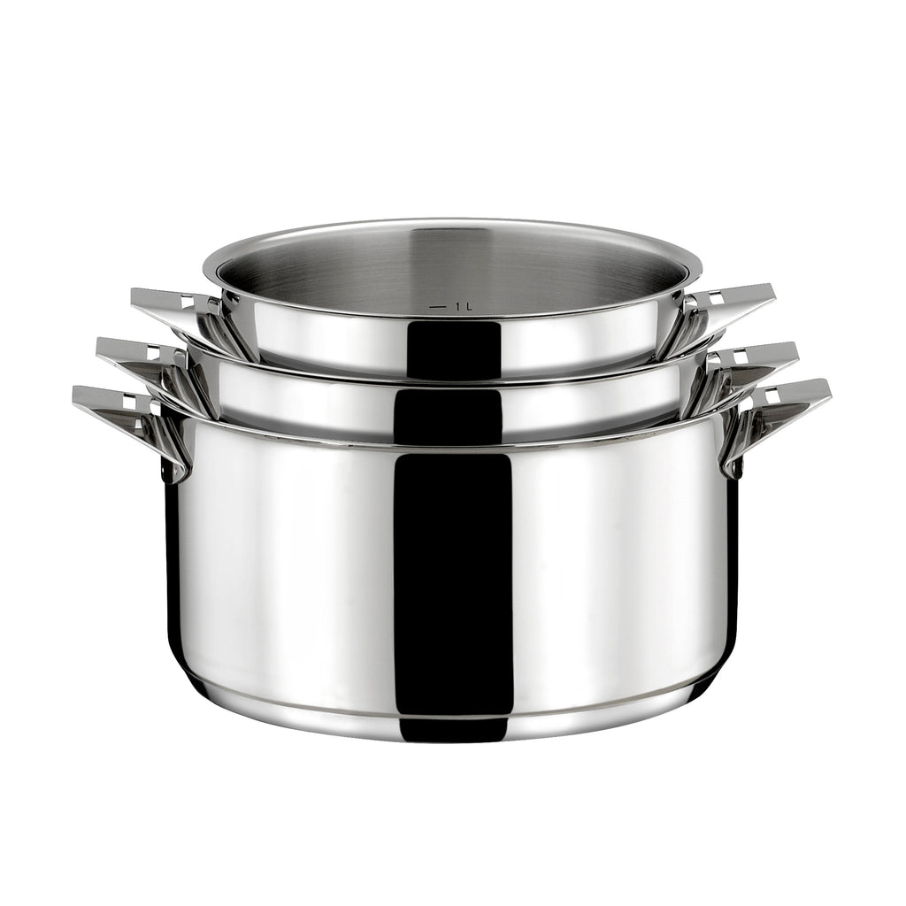 Eclipse - Lot 5 Pièces - Casseroles 16/18/20cm + Poêle 24Cm Inox & Poignée