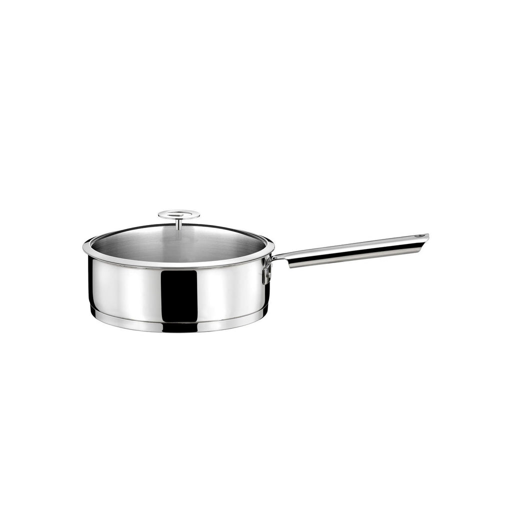 Elysée - Cacerola baja de acero inoxidable revestido de 24 cm con tapa universal