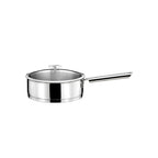 Elysée - Cacerola baja de acero inoxidable revestido de 24 cm con tapa universal