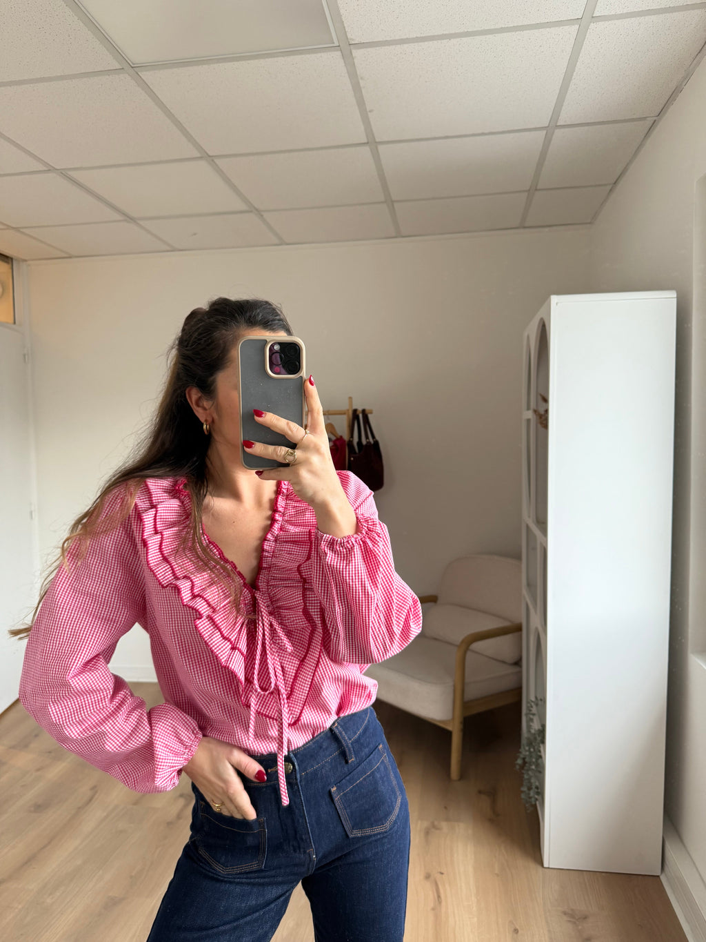 Blusa de cuadros rojos Stella