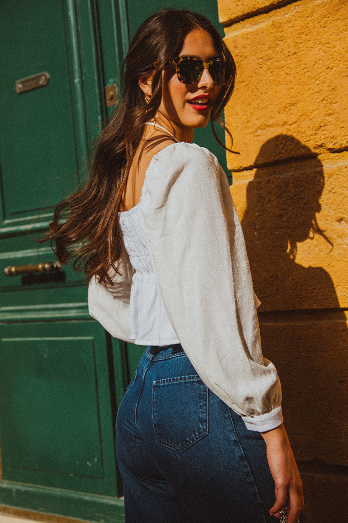 Top Quiterie Lino Viscosa Blanco