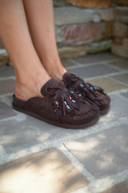 Nori Fringed Mules - Chocolate