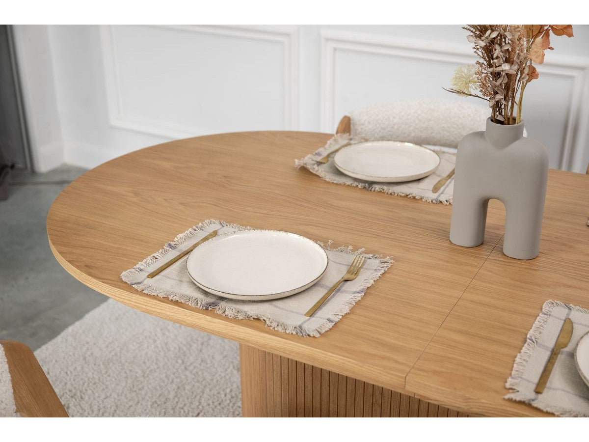 Malmousque - Ensemble Avec Table À Manger Extensible 210 À 270 Cm + 6 Chaises Bastide Placage Chêne Massif