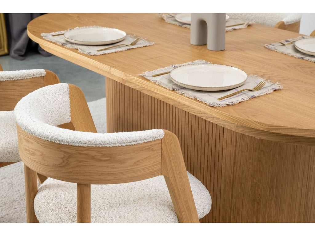 Malmousque - Ensemble Avec Table À Manger Extensible 210 À 270 Cm + 6 Chaises Bastide Placage Chêne Massif