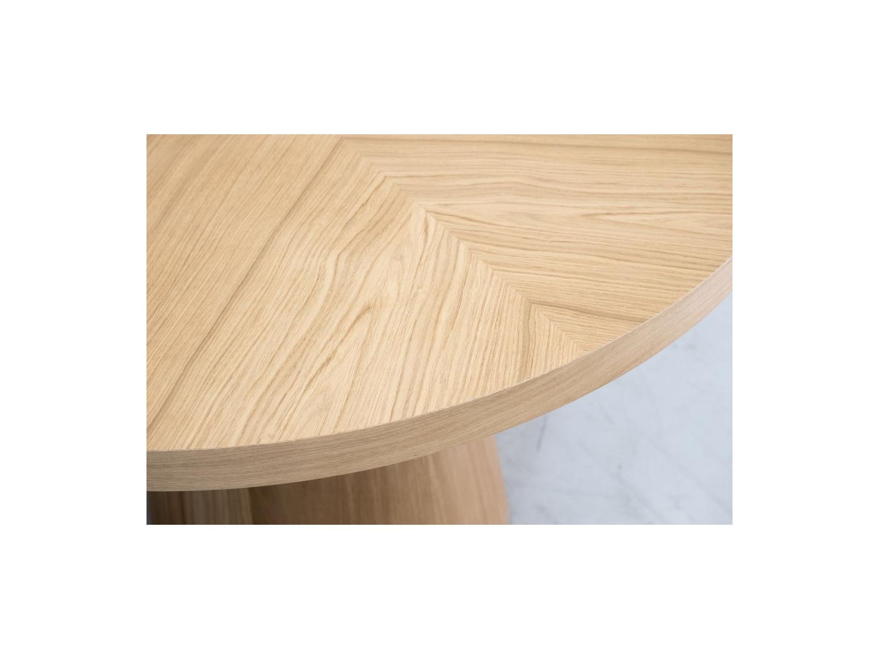 Sugiton - Table À Manger Ronde Extensible 130 À 180 Cm Placage Chêne Massif