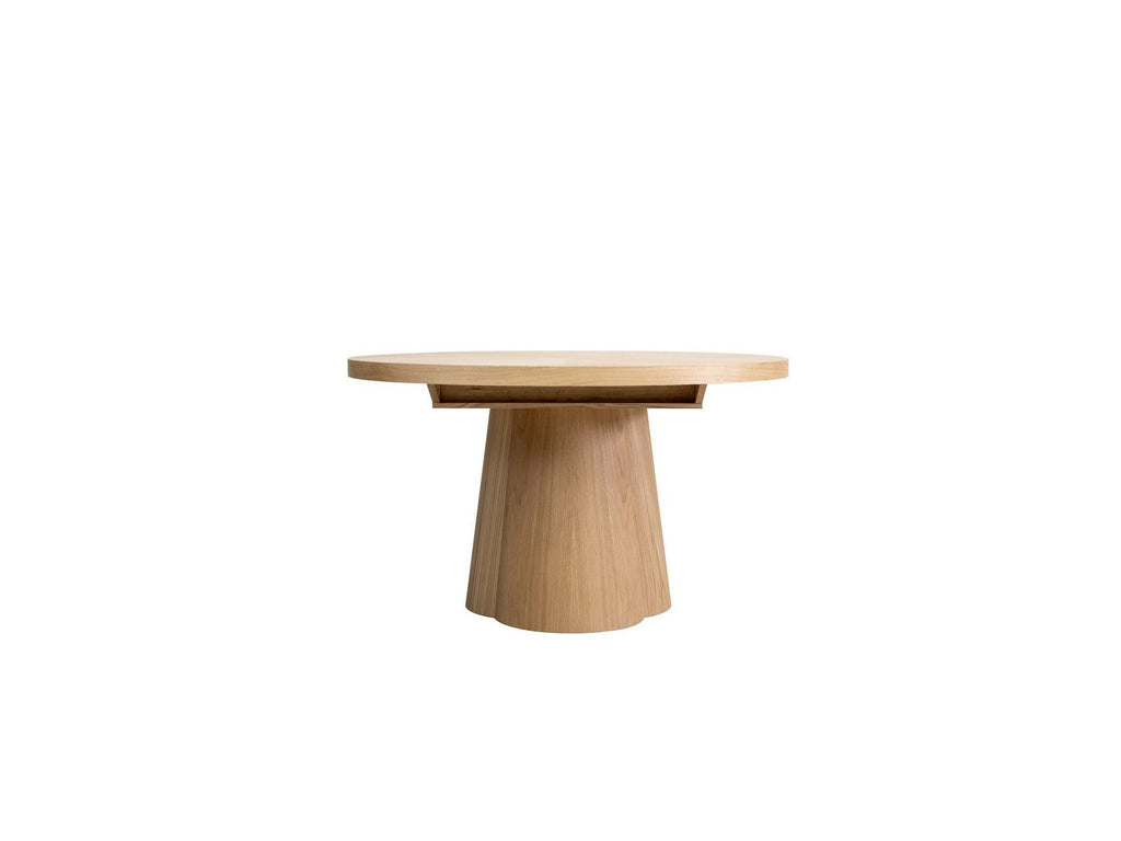 Sugiton - Set with Extendable Round Dining Table 130 to 180 cm + Set of Bastide Solid Oak Veneer Chairs - Set of 6 Chairs